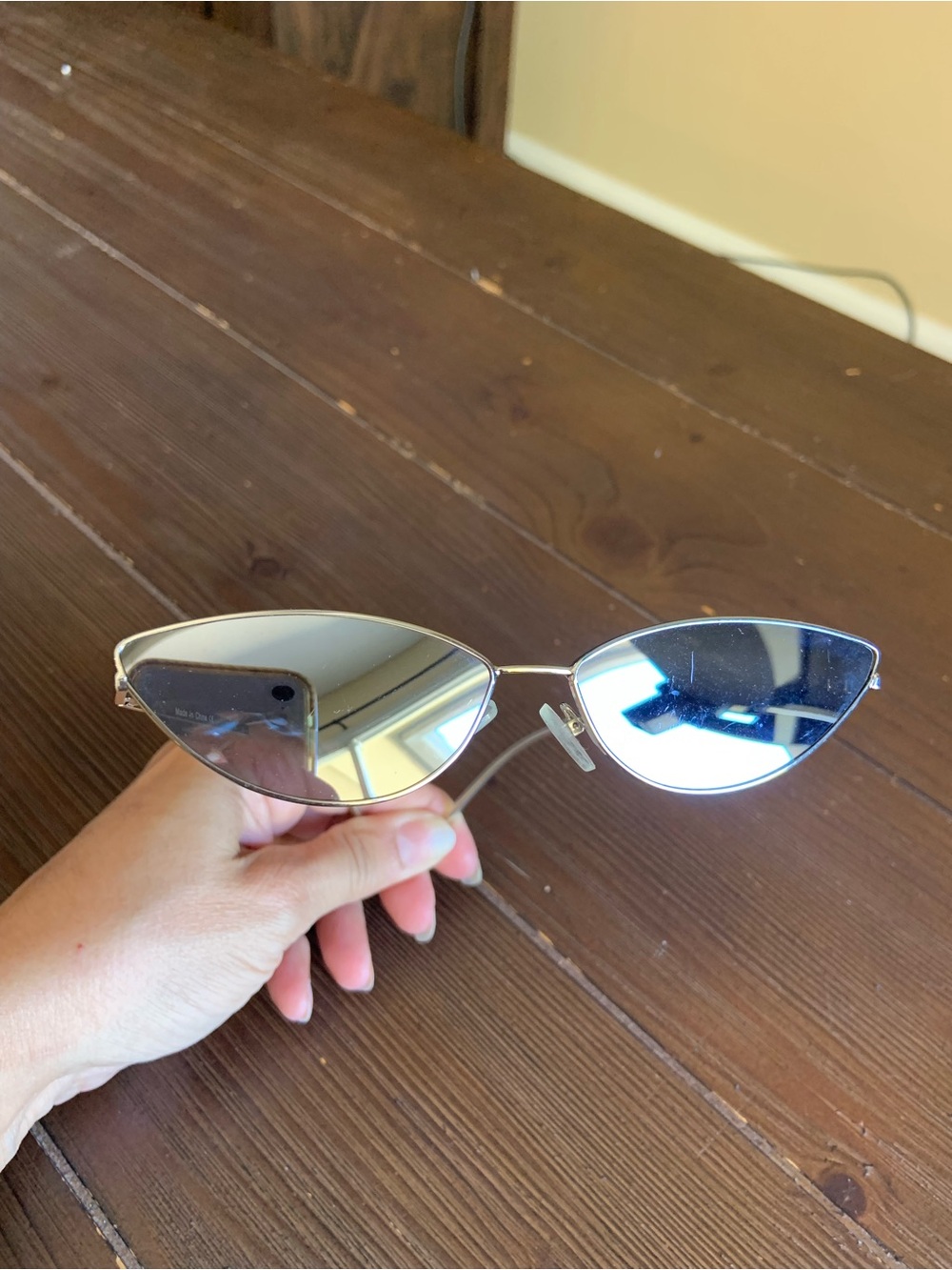 & Other Stories Silver Mirrored Cat Eye Sunglasses